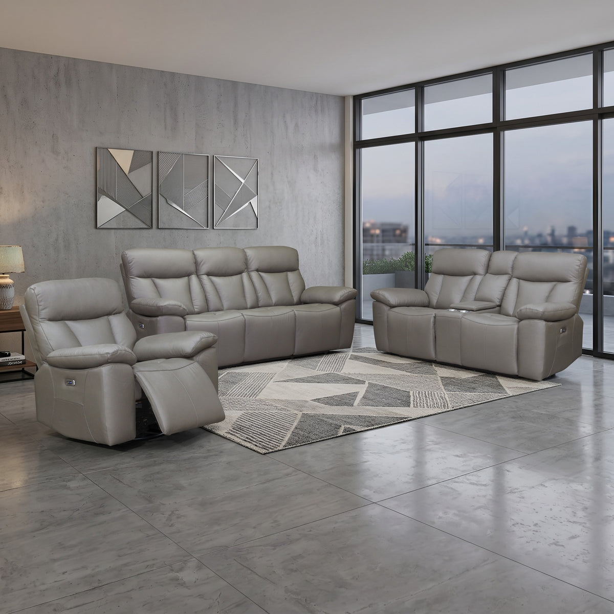 Limestone 3+2+1 Brown Electric Recliner Package