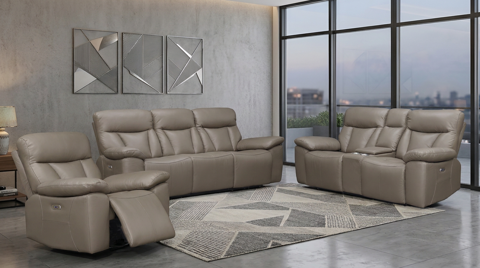 Limestone 3+2+1 Tan Electric Recliner Package