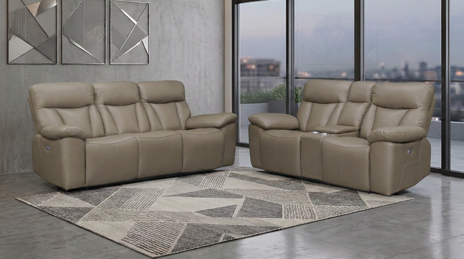 Limestone 3+2 Tan Electric Recliner Package