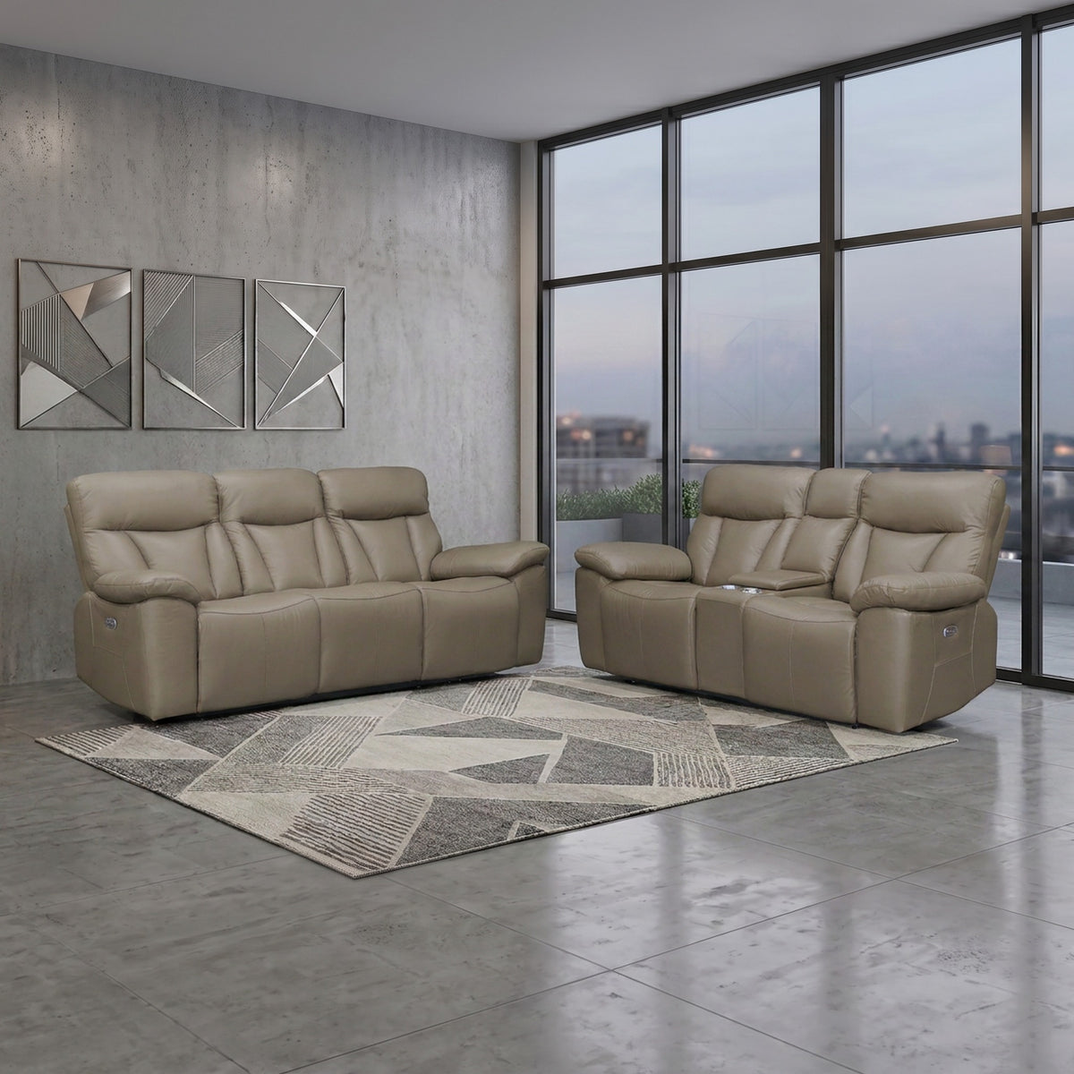 Limestone 3+2 Tan Electric Recliner Package