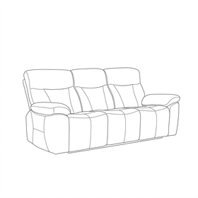 Limestone 3 Seater Electric Leather Recliner Lounge angled line drawing — dimensions to be added