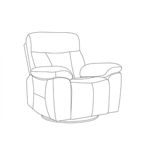 Limestone Swivel Electric Leather Recliner Chair angled line drawing with 360-degree swivel base — dimensions to be added