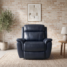 Lotte manual recliner chair in black leather + PVC