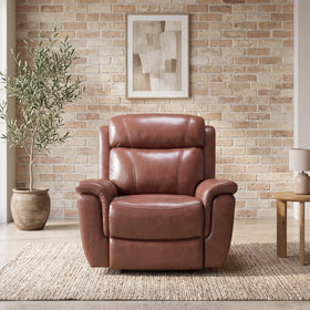 Lotte manual recliner chair in brown leather + PVC