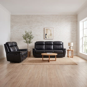 Lotte 3+2 recliner package in black: 3 seater and 2 seater, styled in a living room - The A2Z Furniture