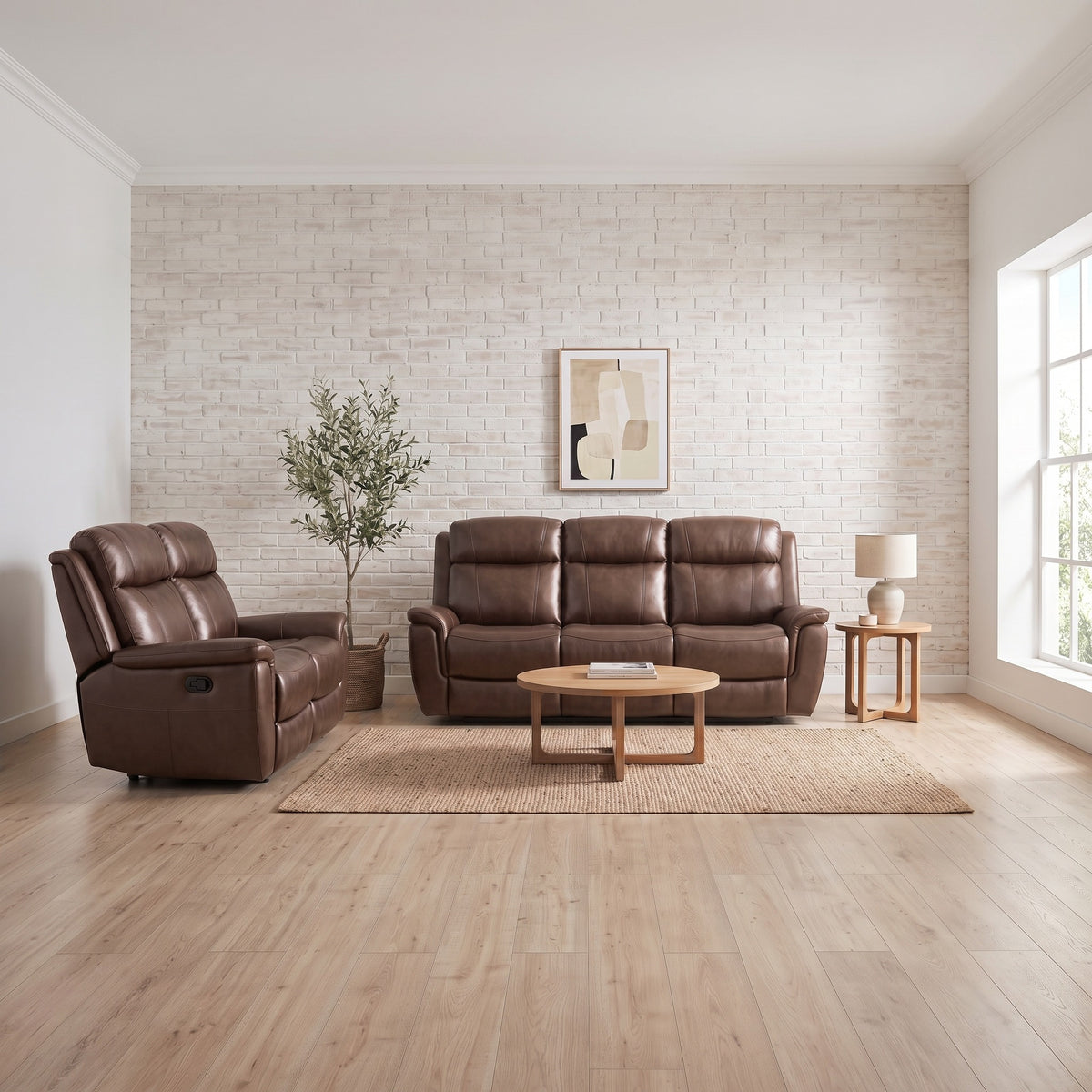 Lotte 3+2 Brown Leather Recliner Package