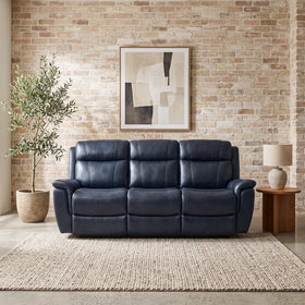 Lotte 3 seater manual recliner lounge in black leather + PVC