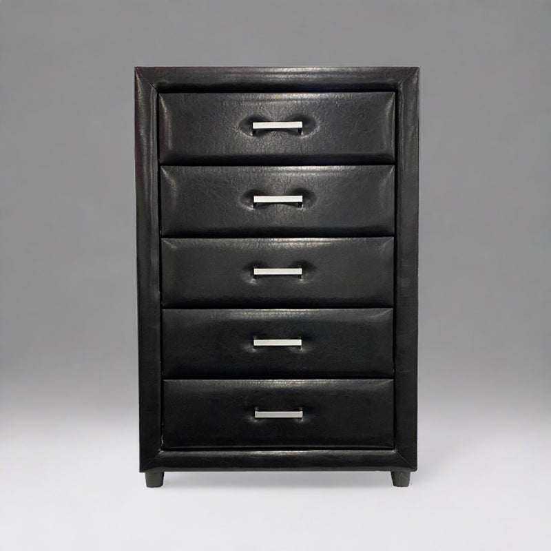 Majestic II Tallboy - Modern black chest of drawers with ample storage space, perfect for organizing your bedroom - The A2Z Furniture
