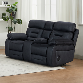 Malvern 2 seater dual motor electric recliner lounge in black palomino fabric