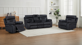 Malvern 3+1+1 seater electric recliner package in black palomino fabric