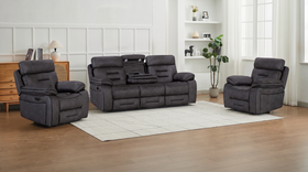 Malvern 3+1+1 seater electric recliner package in grey palomino fabric