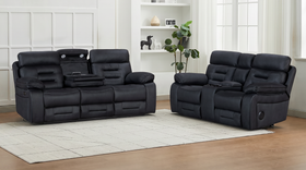 Malvern 3+2 seater electric recliner package in black palomino fabric
