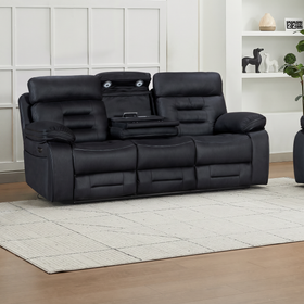 Malvern 3 seater dual motor electric recliner lounge in black palomino fabric