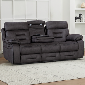 Malvern 3 seater dual motor electric recliner lounge in grey palomino fabric