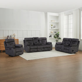 Malvern 3+2+1 seater electric recliner package in grey palomino fabric