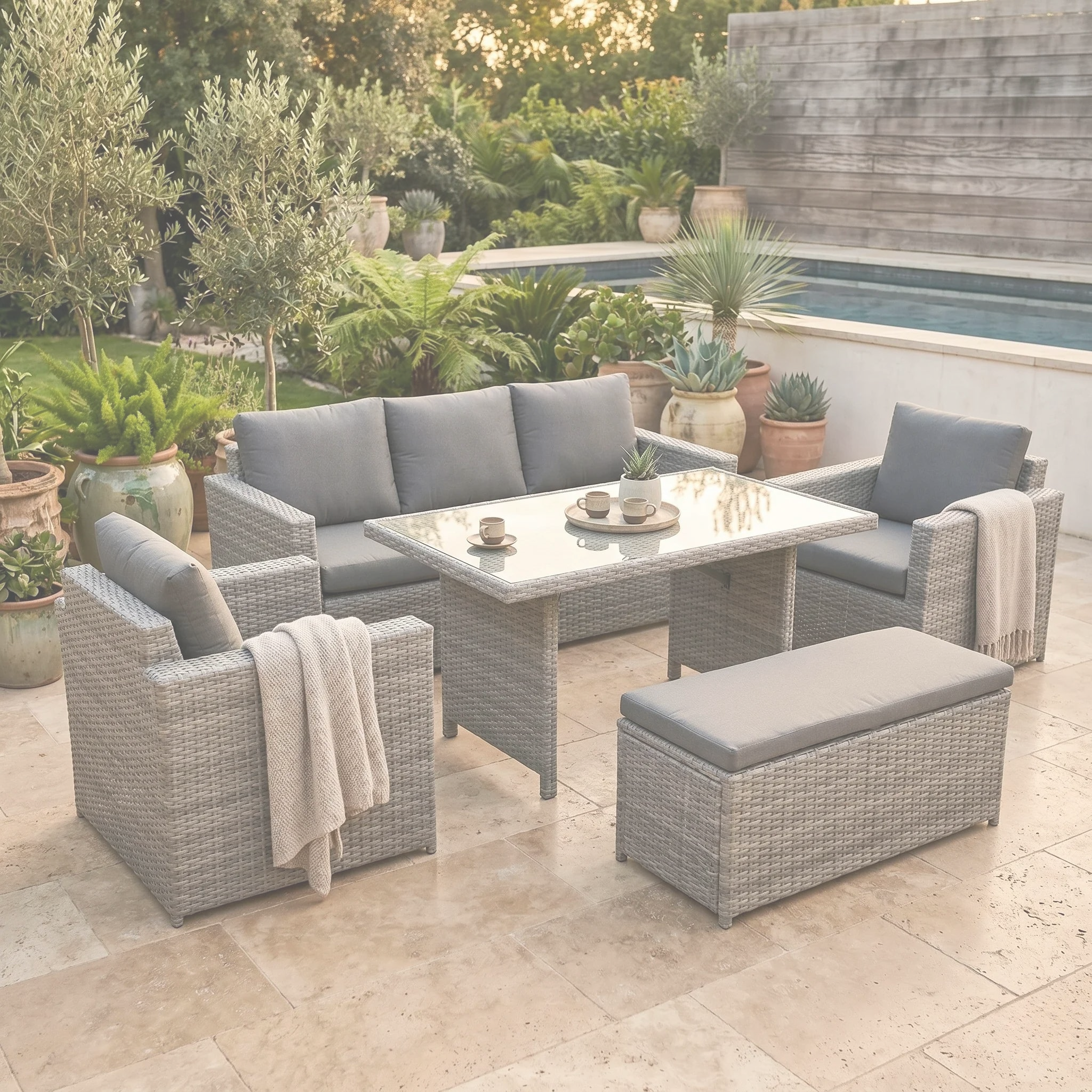 Mansard Outdoor 5 Piece Mid Height Dining Set dimension diagram base