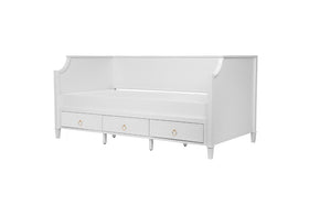 Mariana 3 Drawer Daybed in white with gold ring handles