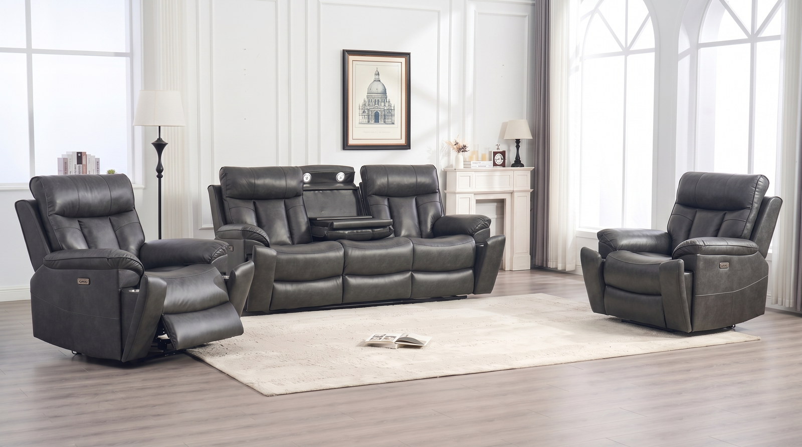 Marshall 3+1+1 Dark Grey Electric Recliner Package