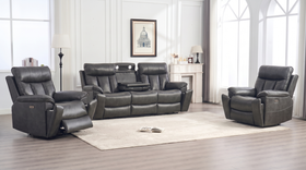 Marshall 3+1+1 seater electric recliner package in dark grey air leather