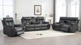 Marshall 3+2+1 seater electric recliner package in dark grey air leather