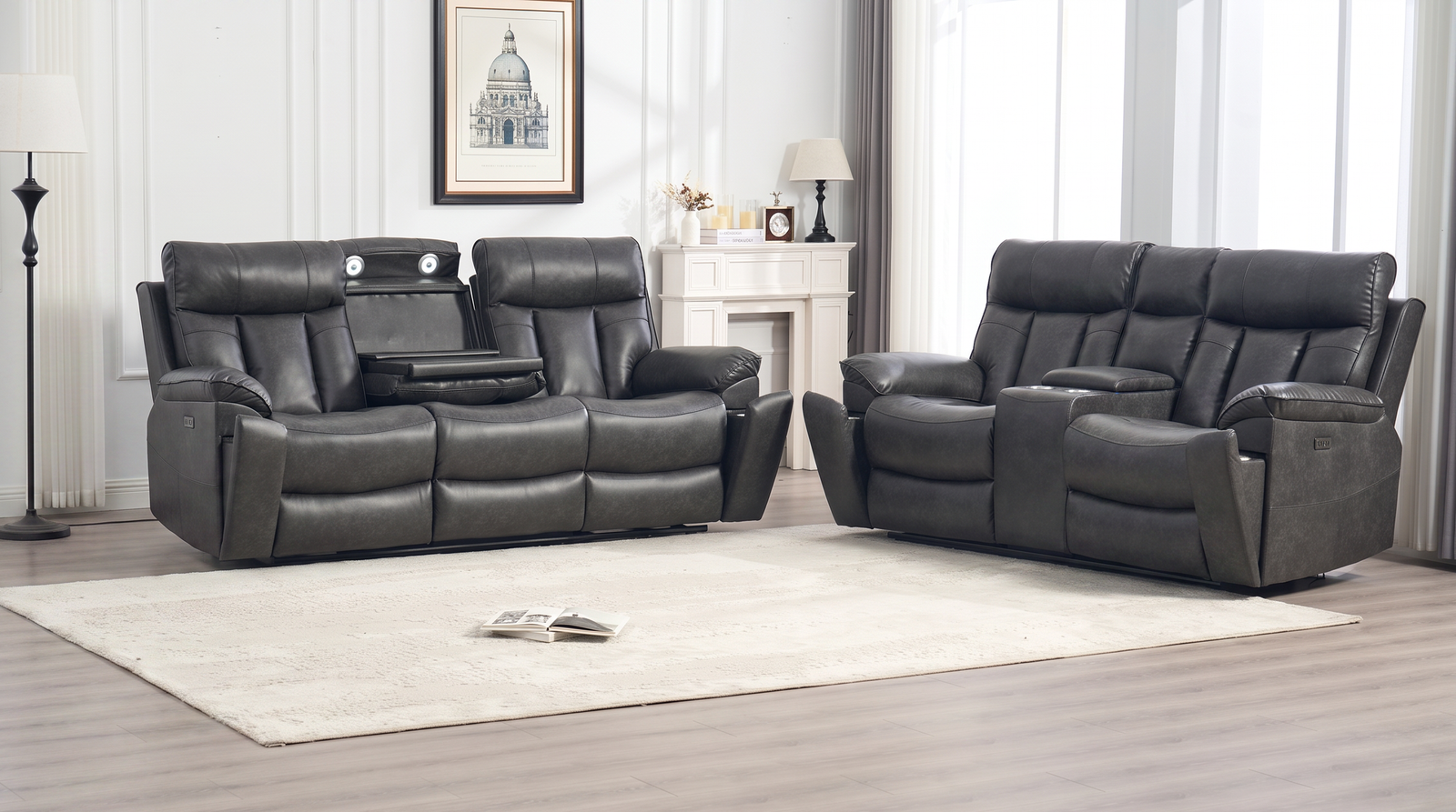 Marshall 3+2 Dark Grey Electric Recliner Package