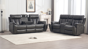 Marshall 3+2 seater electric recliner package in dark grey air leather