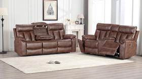 Marshall 3+2 seater electric recliner package in sandy brown air leather