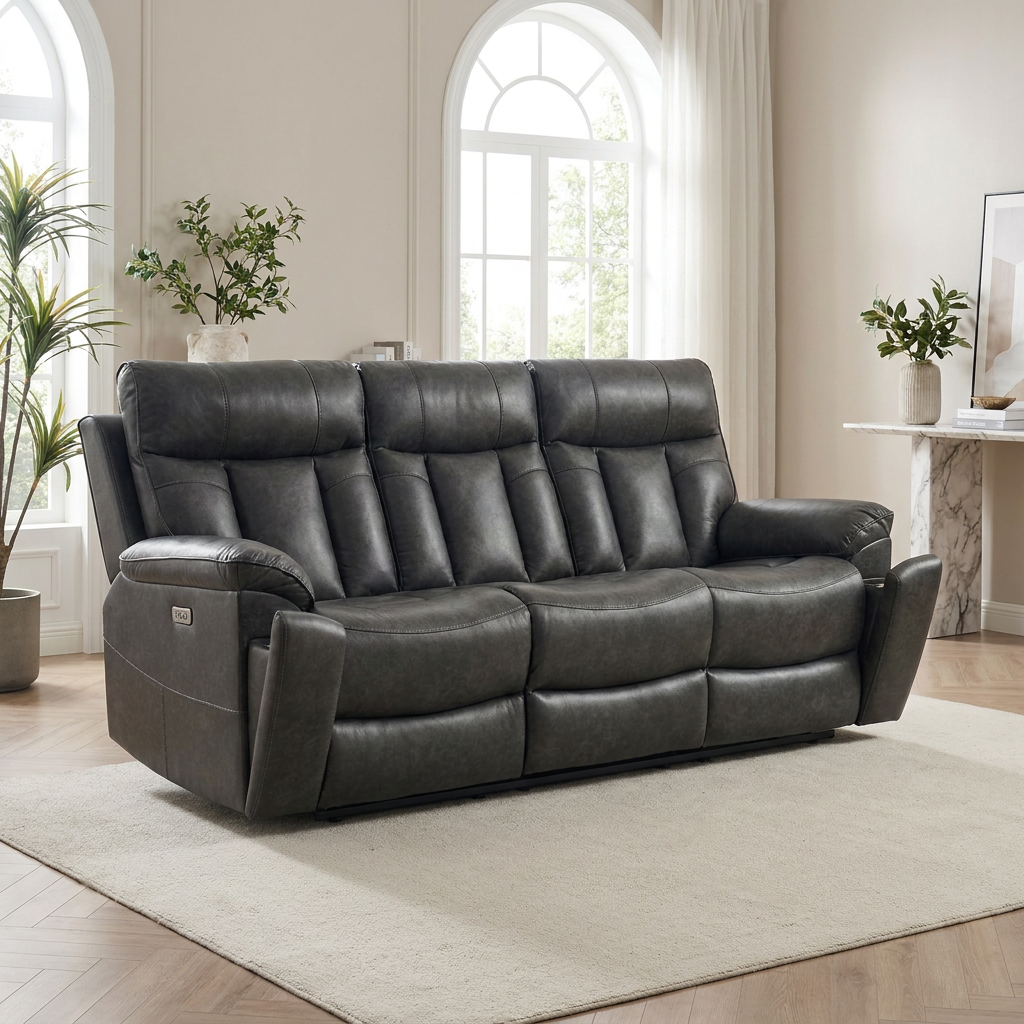 Marshall 3 Seater Air Leather Electric Recliner Lounge
