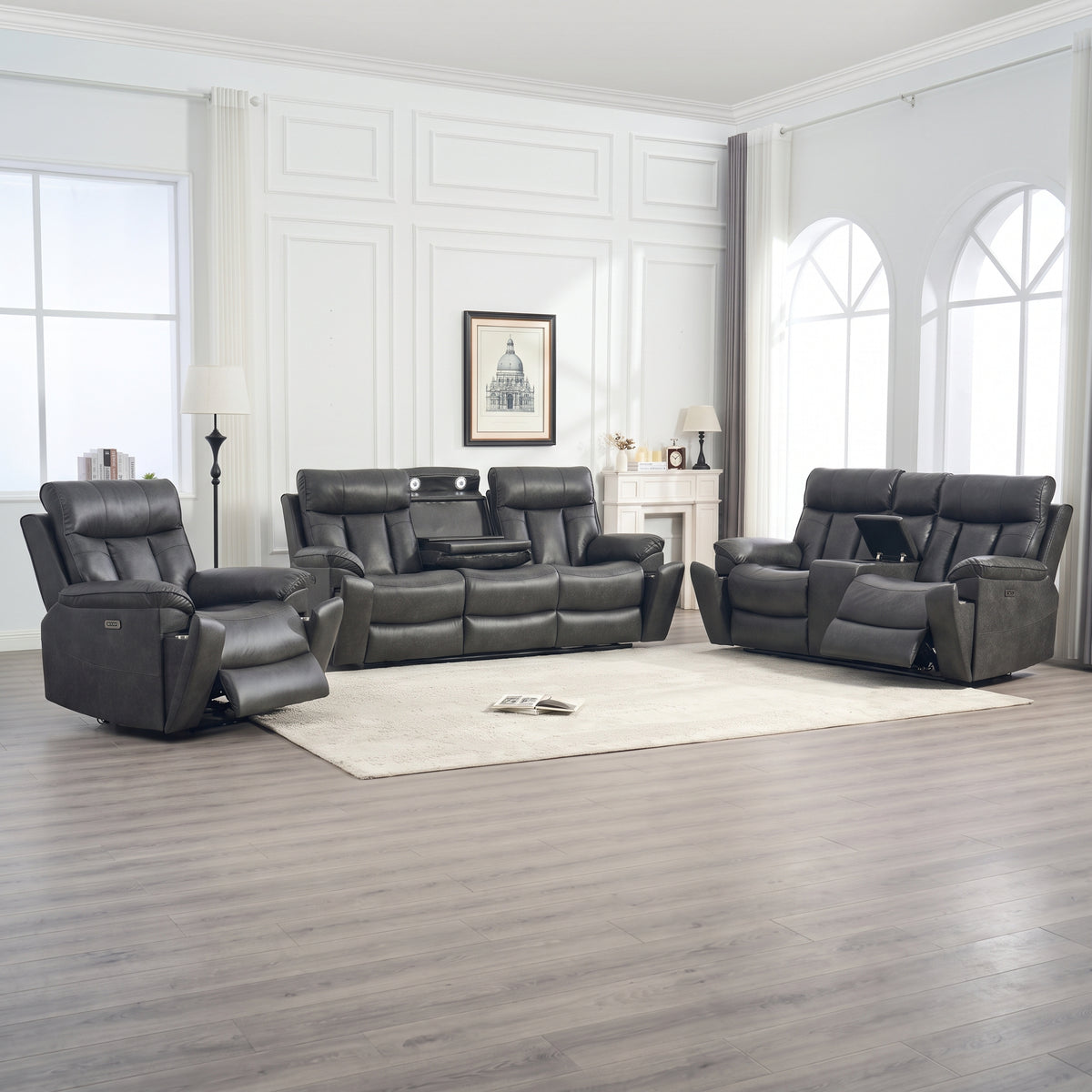 Marshall 3+2+1 Dark Grey Electric Recliner Package