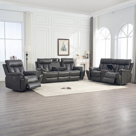 Marshall 3+2+1 seater electric recliner package in dark grey air leather