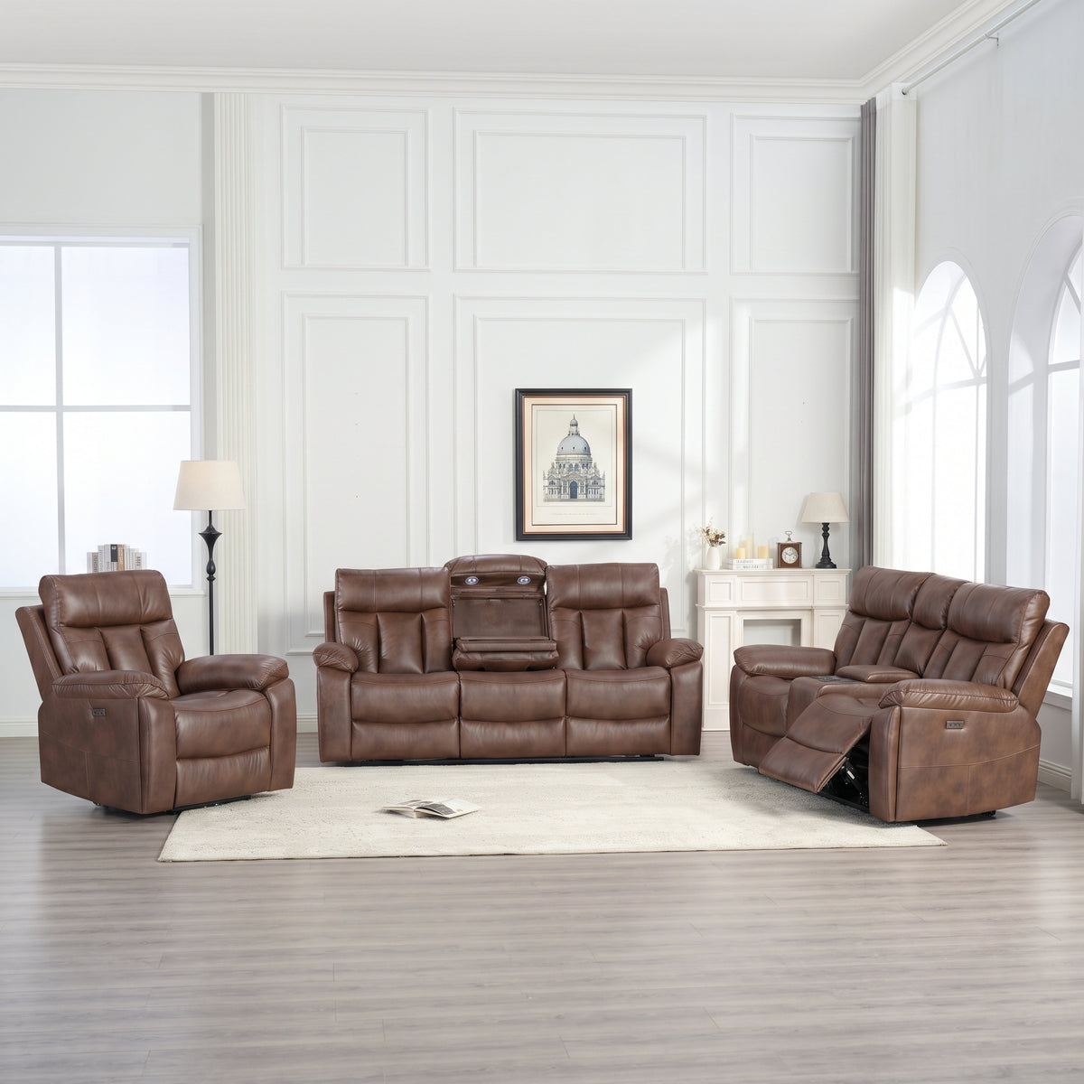 Marshall 3+2+1 Sandy Brown Electric Recliner Package
