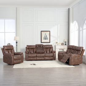Marshall 3+2+1 seater electric recliner package in sandy brown air leather