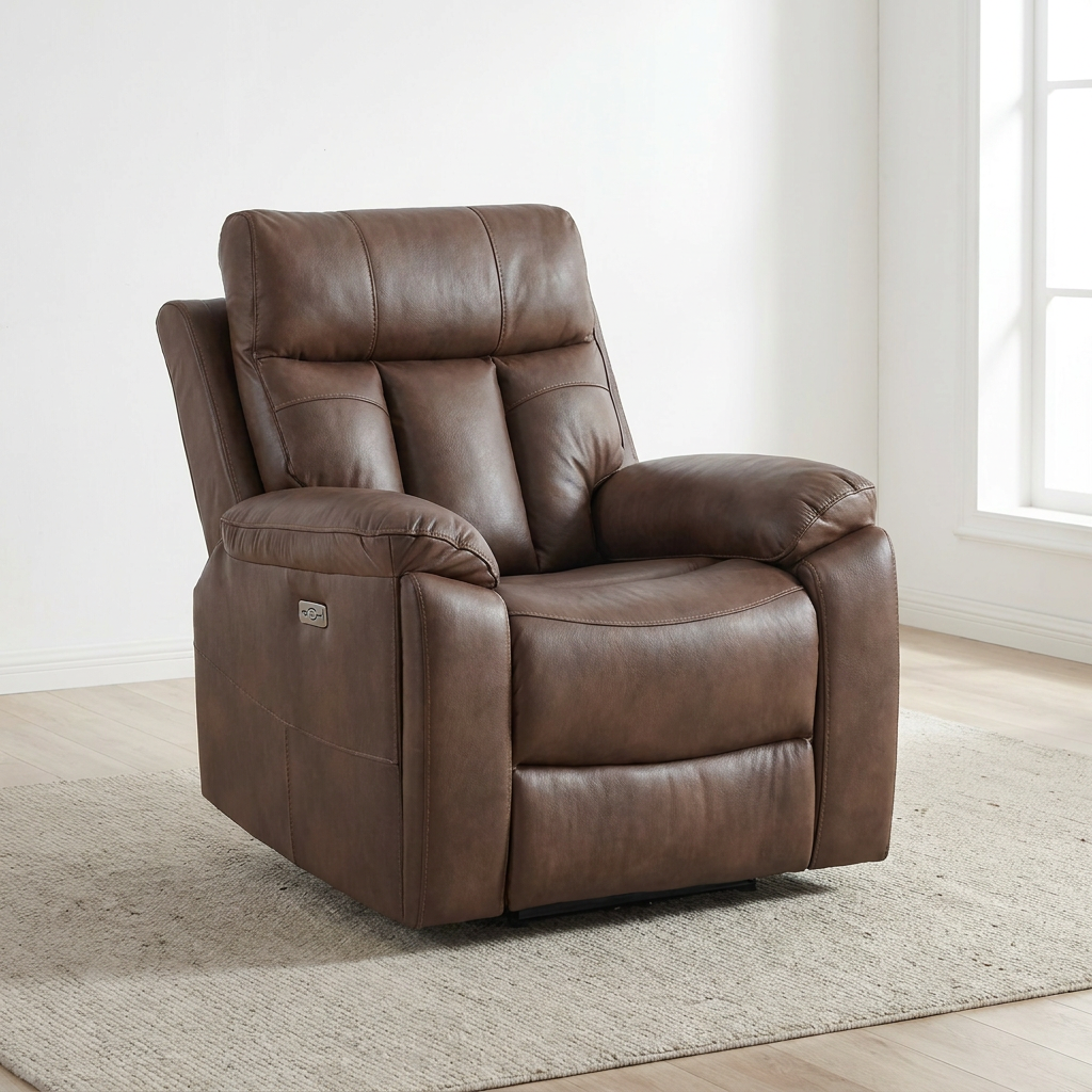 Marshall air leather electric recliner chair in sandy brown