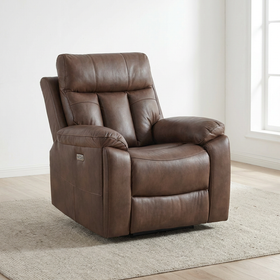 Marshall air leather electric recliner chair in sandy brown