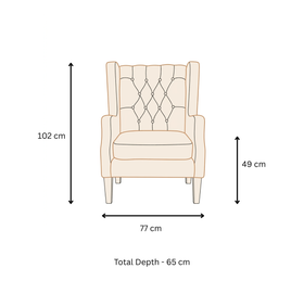 Maxwell Tufted Arm Chair dimension diagram