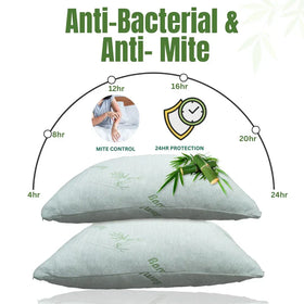 Bamboo pillows with anti-bacterial and anti-mite features on a white background