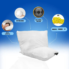 White pillow with features highlighted on a blue background