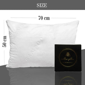 White pillow with dimensions and a black box labeled 'willow pillow' on a gray background
