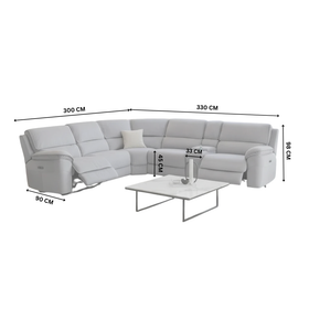 Memphis Fabric Electric Corner Recliner dimension diagram