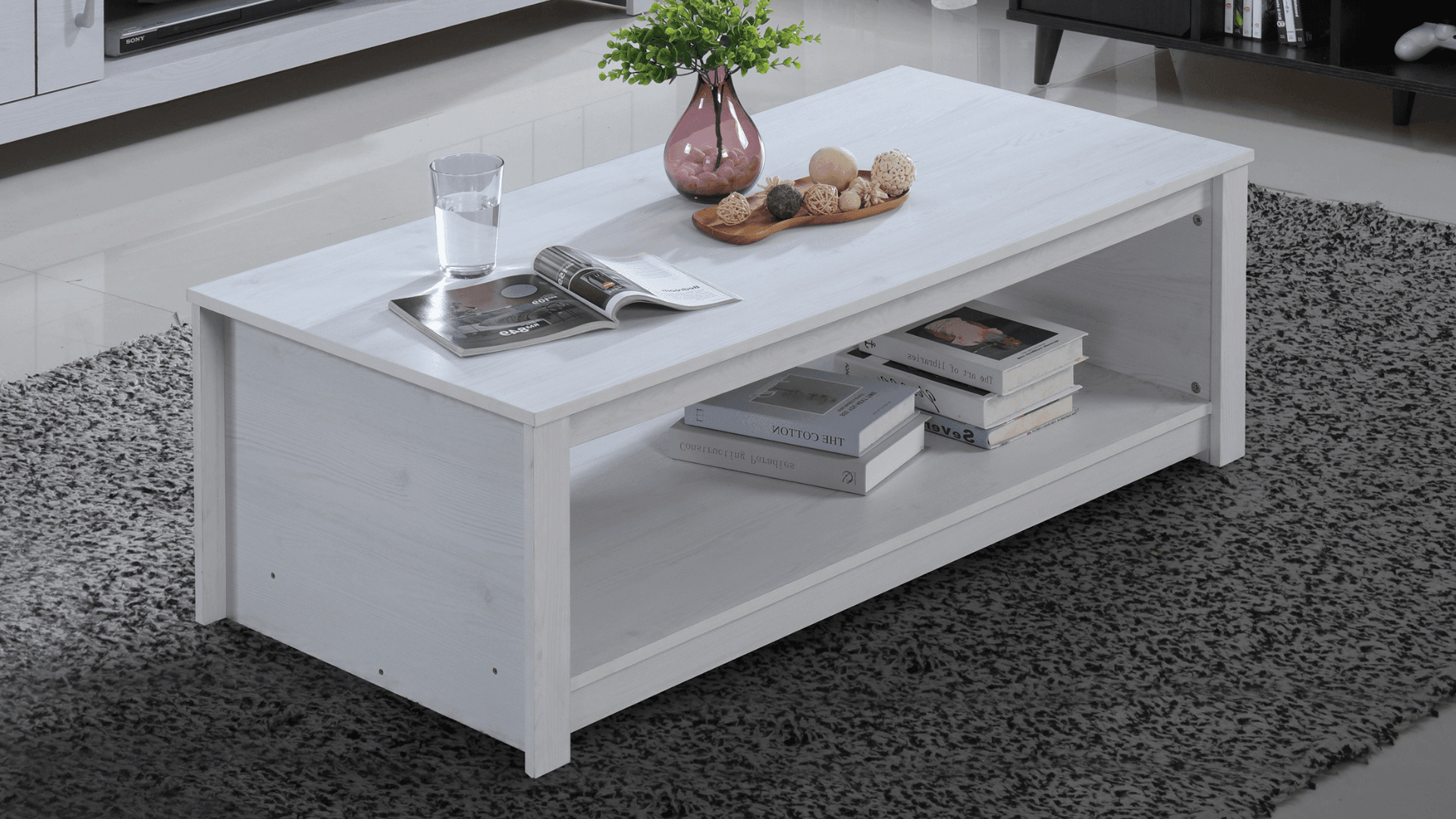 Modern Whitewash Miami Coffee Table - Affordable Living Room Furniture