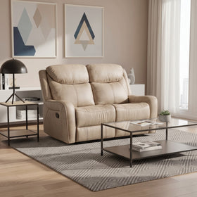 Milano 2 Seater Recliner Lounge in Beige fabric - The A2Z Furniture