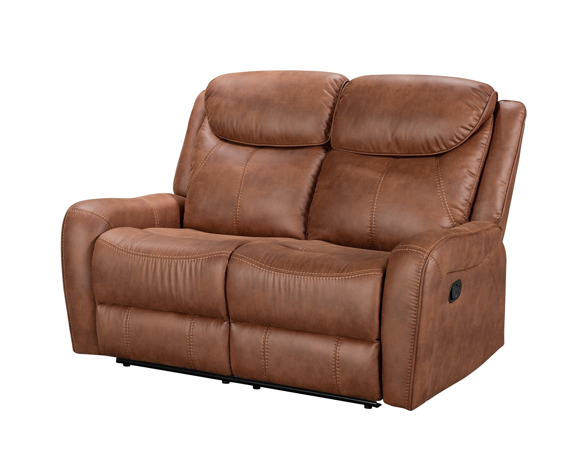 Brown leather recliner sofa on a white background