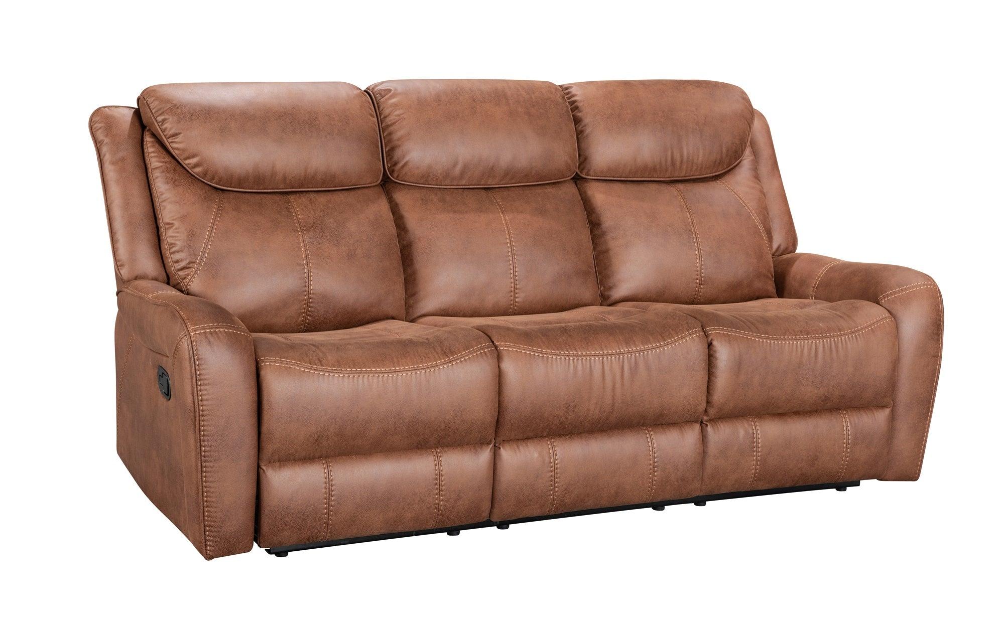 Brown leather sofa on a white background