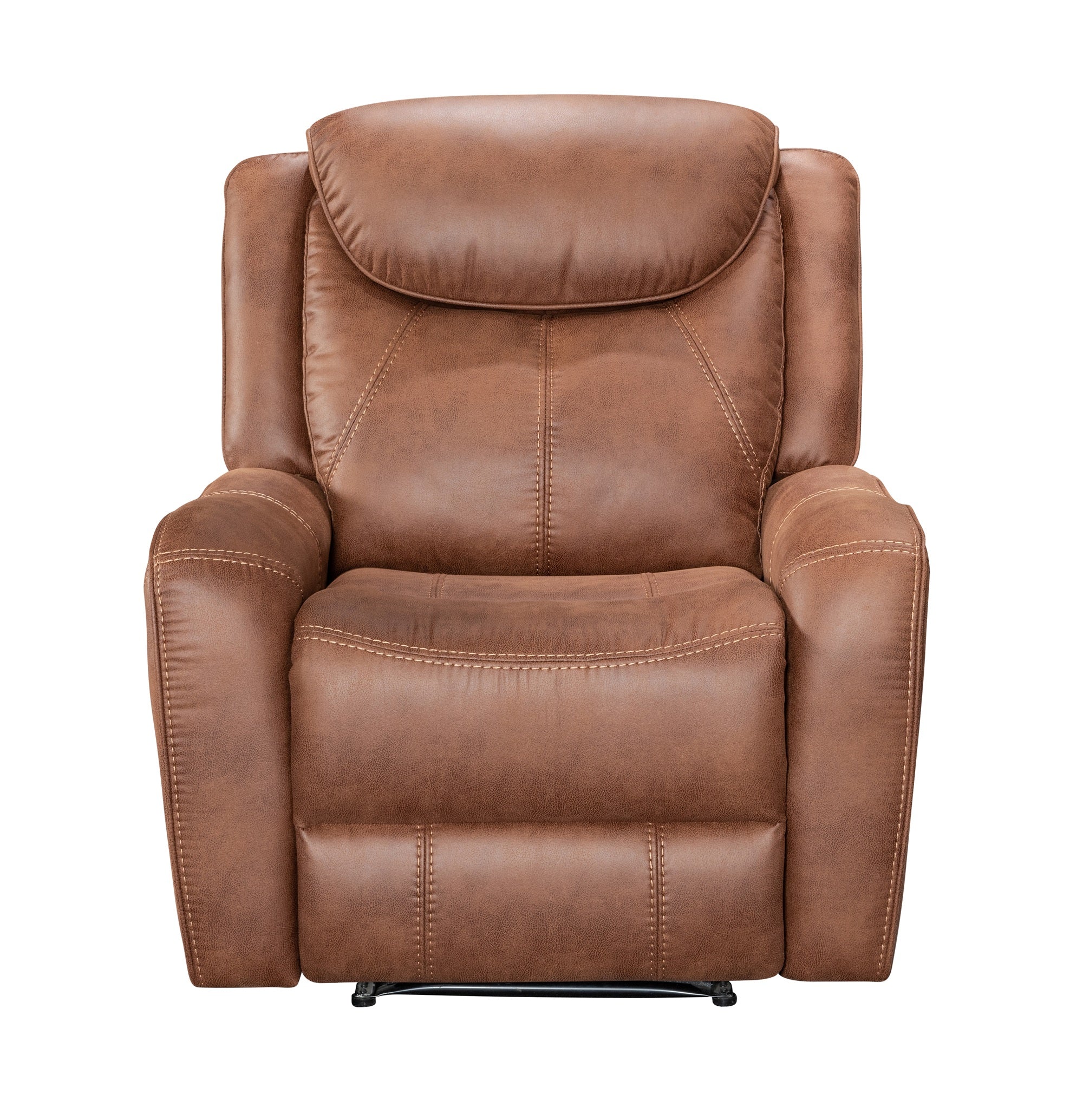 Brown leather recliner chair on a white background