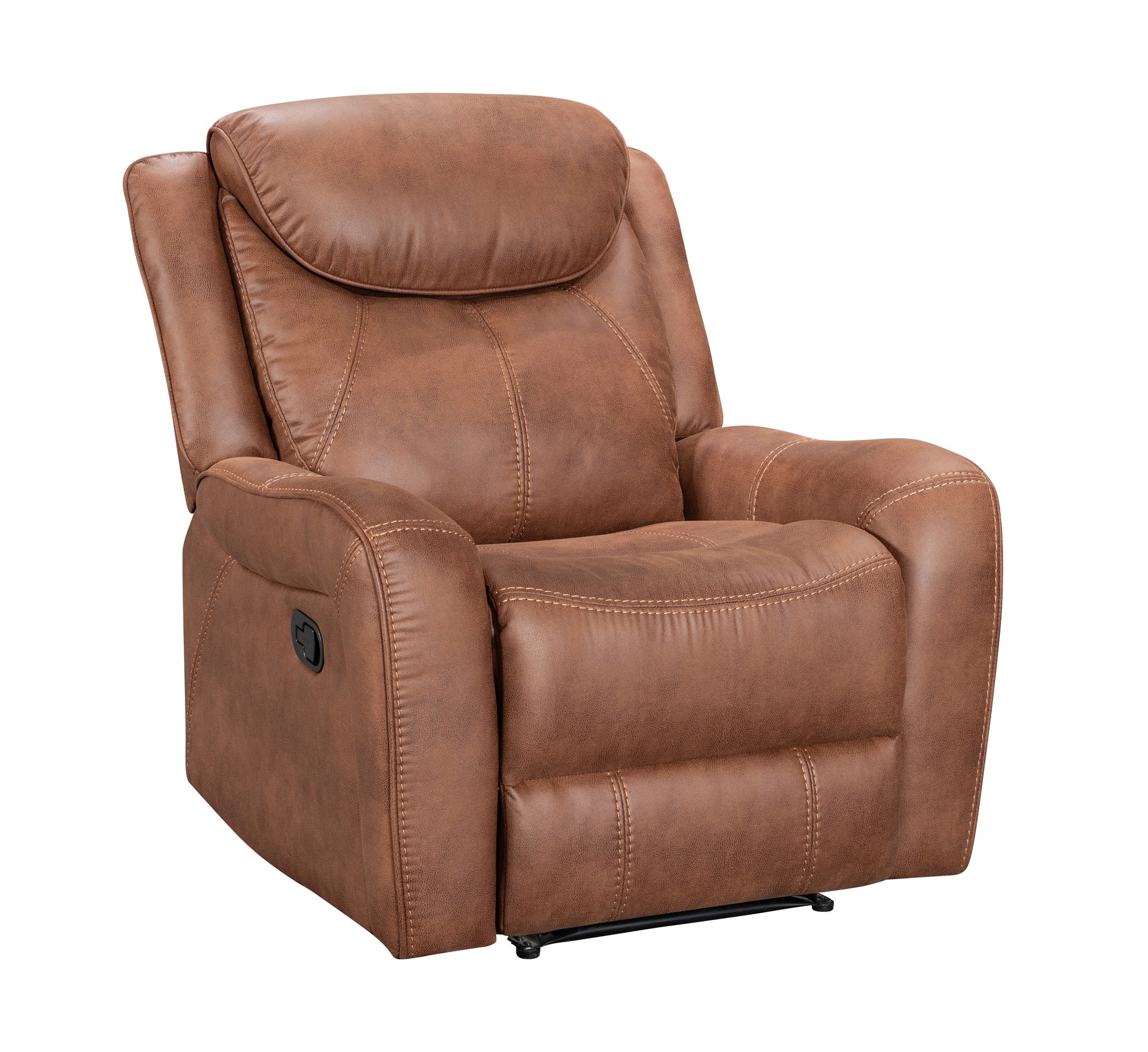 Brown leather recliner chair on a white background