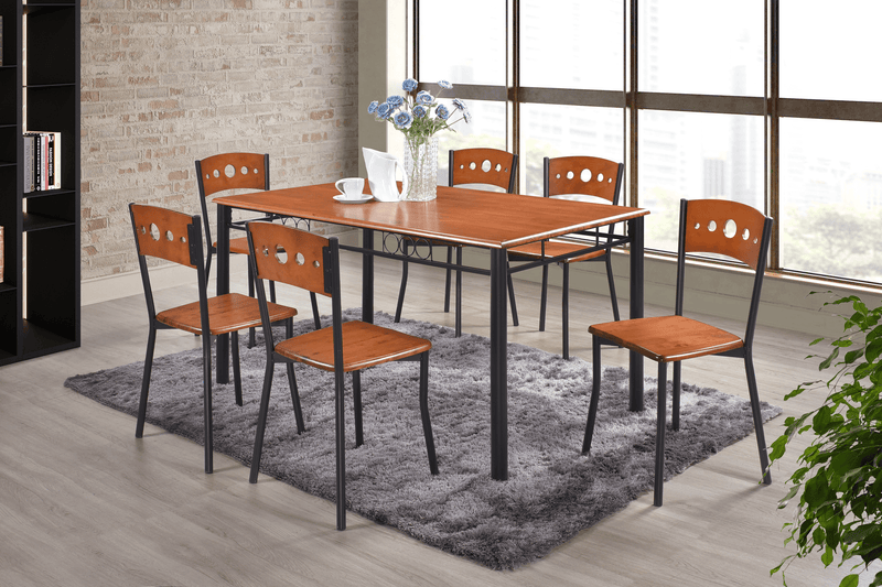 Nova Dining Set - Modern Metal Table with Wooden Top - The A2Z Furniture