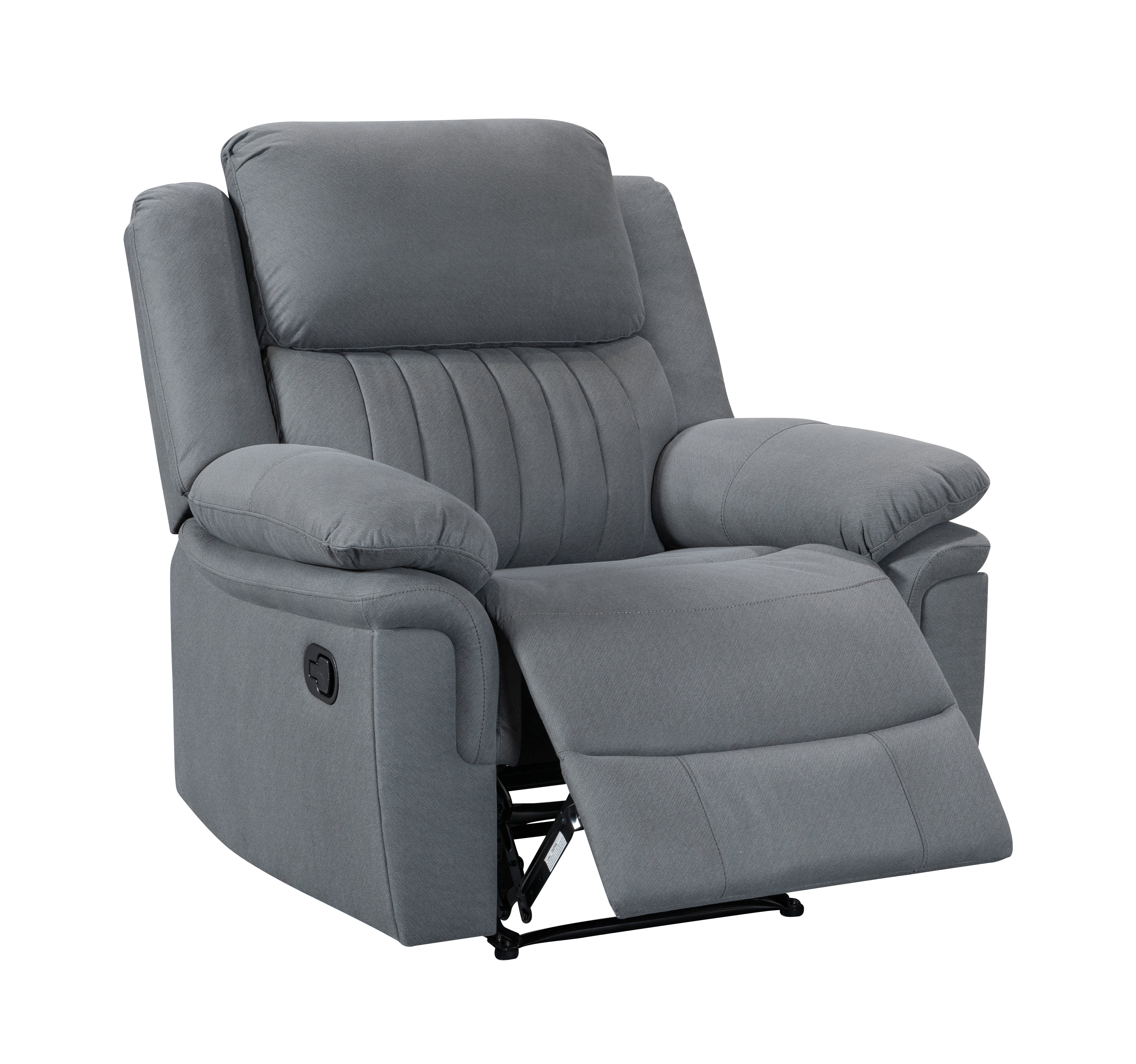 Gray recliner chair on a white background