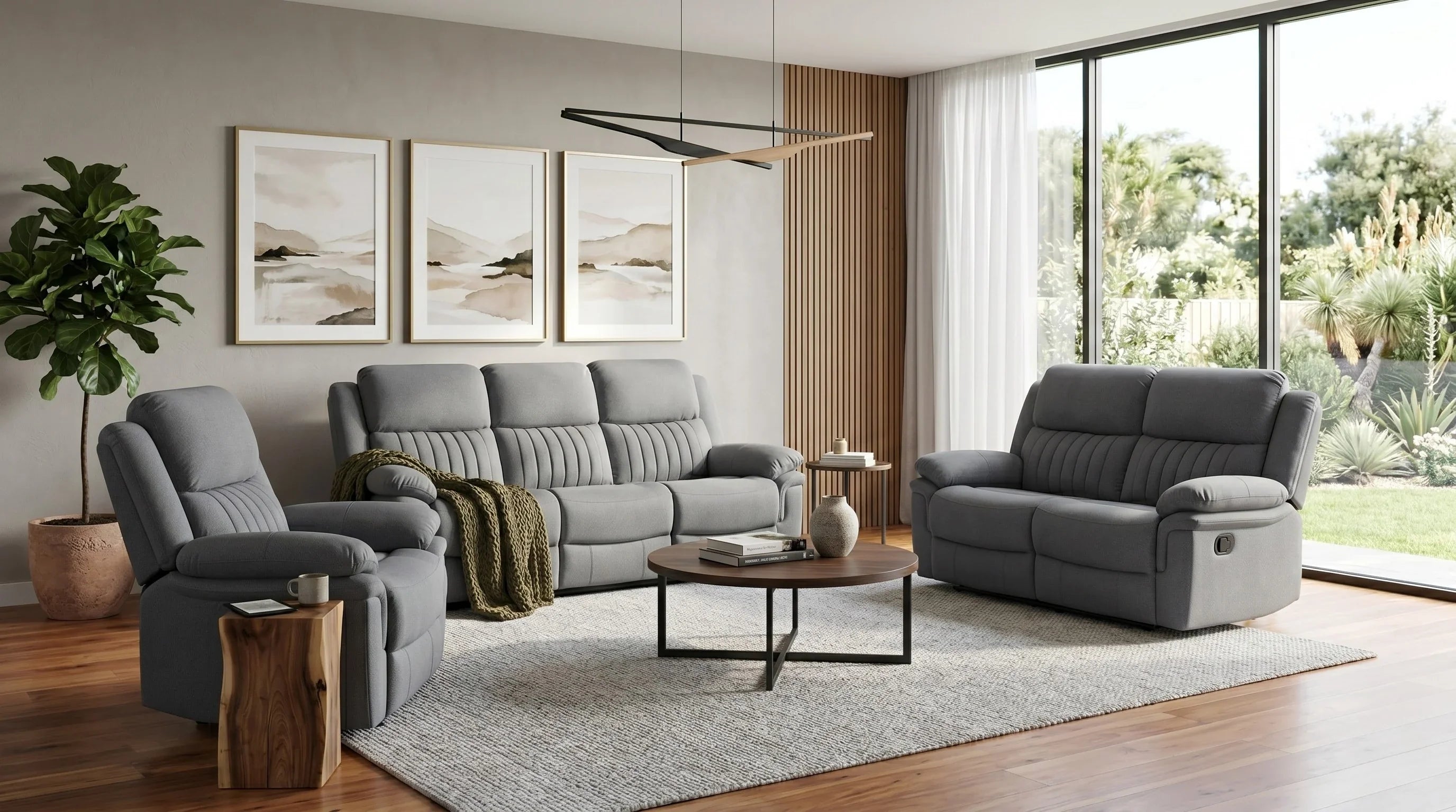 Monaco 3+2+1 Grey Recliner Package