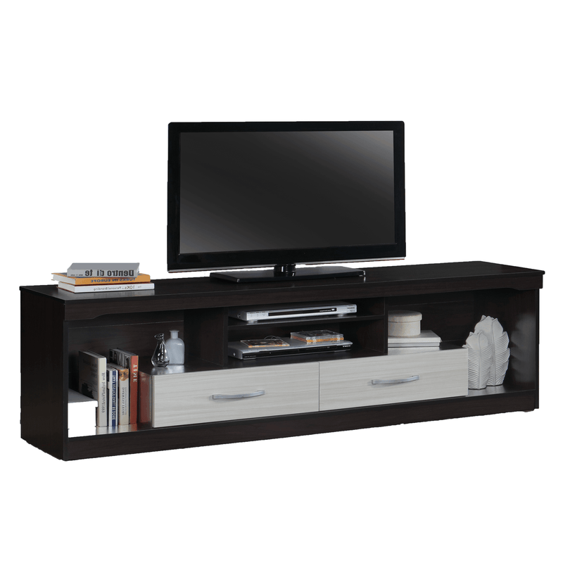 Monalisa TV Unit - dual-tone design with 2 drawers and open shelves for ample storage space, made of sturdy MDF sheets, by The A2Z Furniture