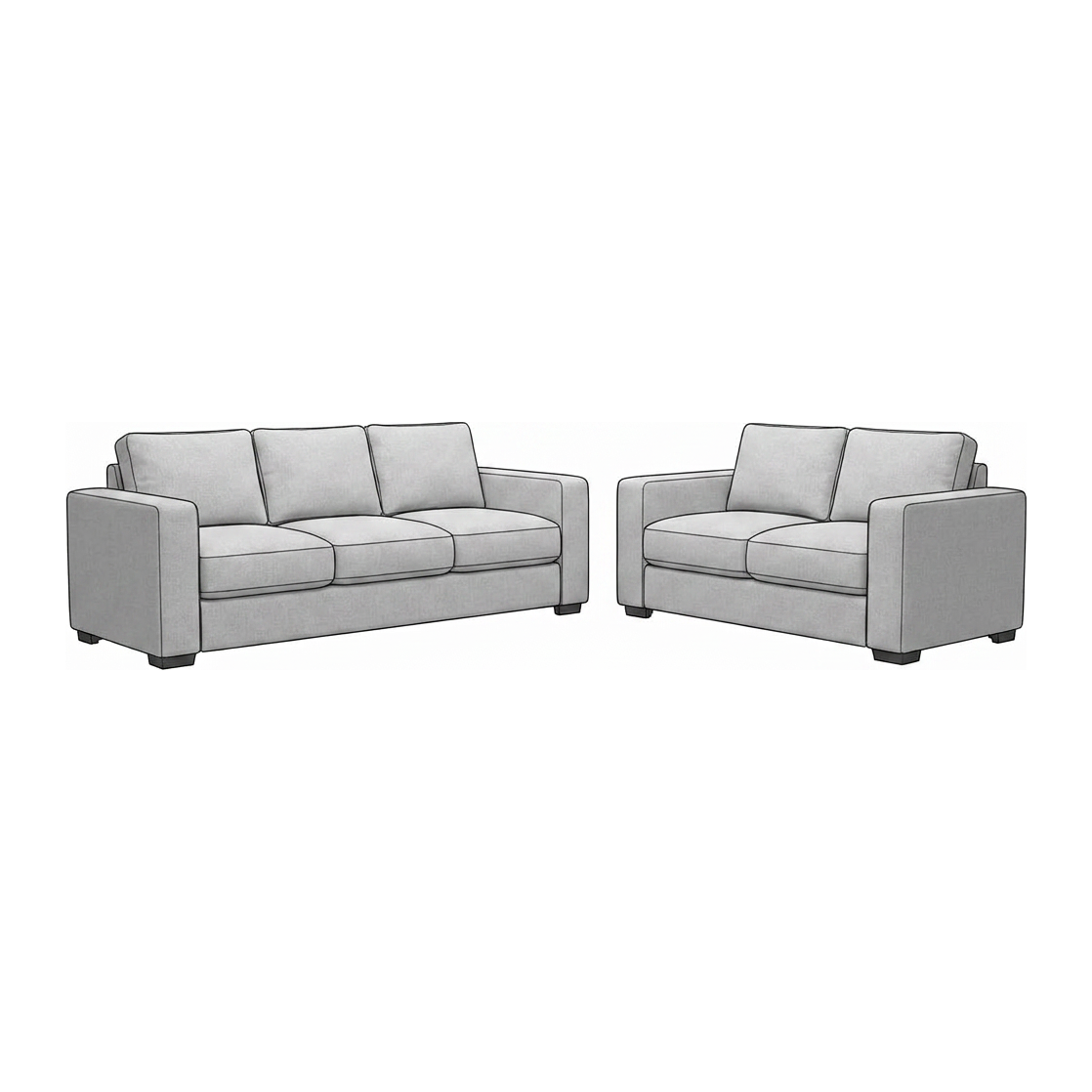 Montana 3+2 Dusk Fabric Lounge Set dimension diagram — 3 Seater and 2 Seater
